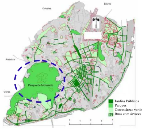 Figura 2 – Área verde da cidade de Lisboa 
