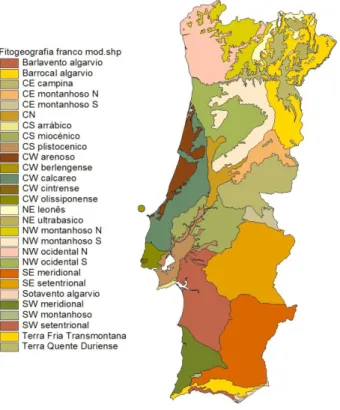 Figura 2 - Carta Fitogeográfica de Portugal (Franco, 2007)  