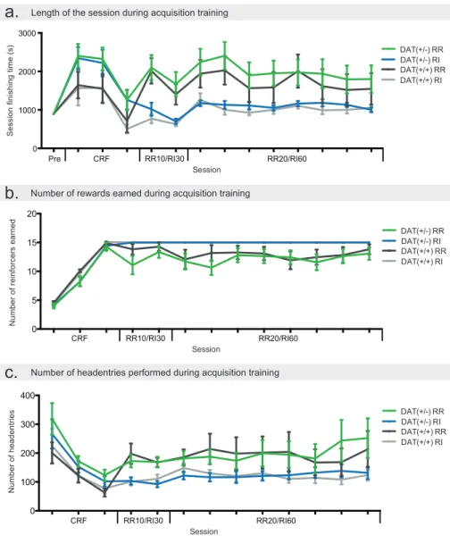 Figure 2.3 | DAT +/- and DAT +/+  acquisition differ between contexts, but not experimental  groups