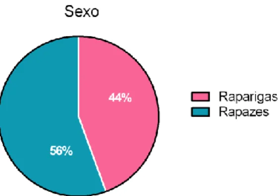 Gráfico 5 - Percentagem de Alunos do Sexo Masculino e Feminino do Grupo Estudo