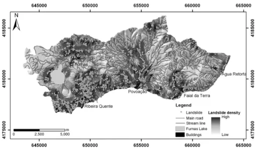 Figure 4. Povoa¸c˜ao County landslide density map (after Valad˜ao, 2002 and Marques, 2004)