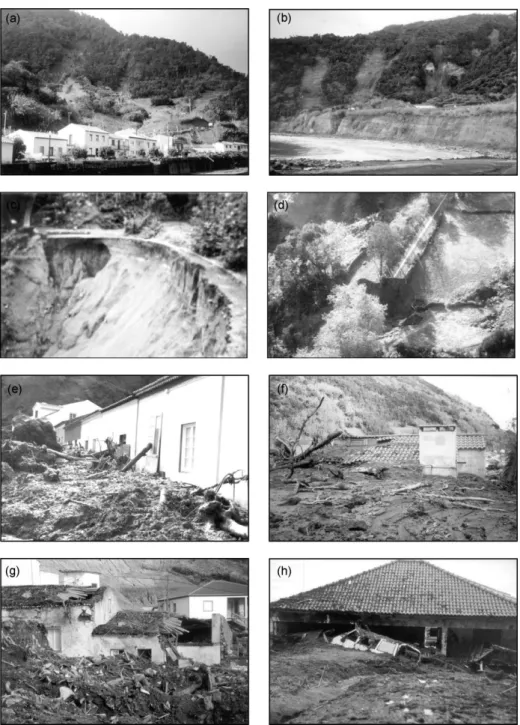 Figure 5. October 31, 1997 landslides and their impact in Ribeira Quente village (Povoa¸c˜ao County)