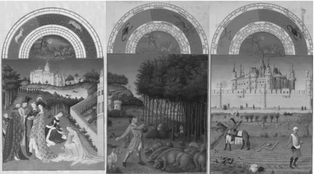 Figura 1: Mês de Abril, Outubro e Novembro quadro Les Très Riches Heures de Duc de Berry