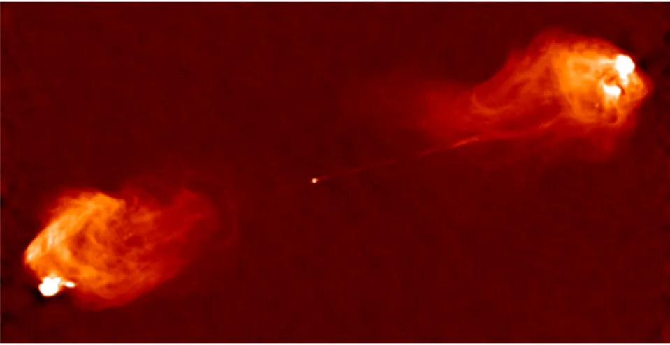 Figura 2.1: Cygnus A (3C 405) observada a 4.8 GHz pelo Very Large Array (VLA). (Fonte: 