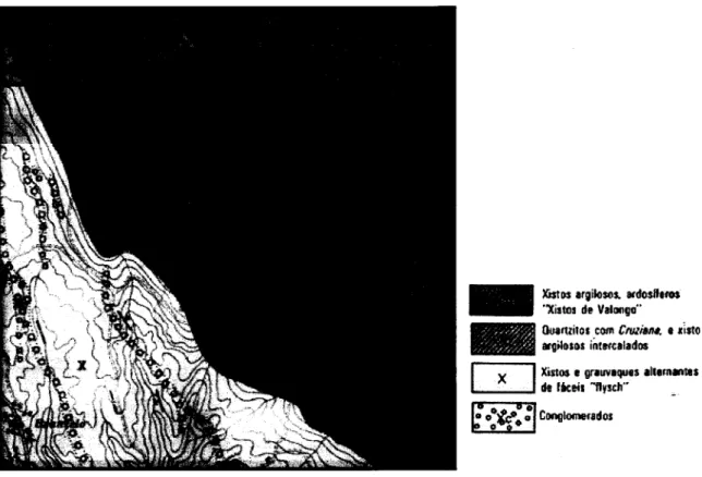 Figura 3.11. - Extracto da carta geológica, à escala 1/50000, folhas 9-D (Penafiel) e 13-B (Castelo de  Paiva