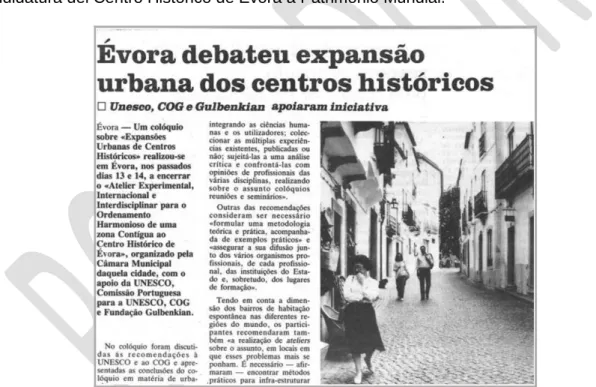 Figura 2: Évora debatió la expansión urbana de los centros históricos  (O Diário, el 26 de septiembre,1985, p.3) 