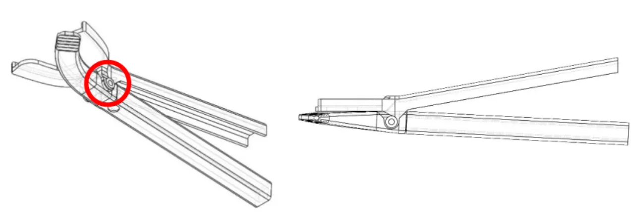 Figura 16 - Protótipo 3 com destaque do reforço na articulação 