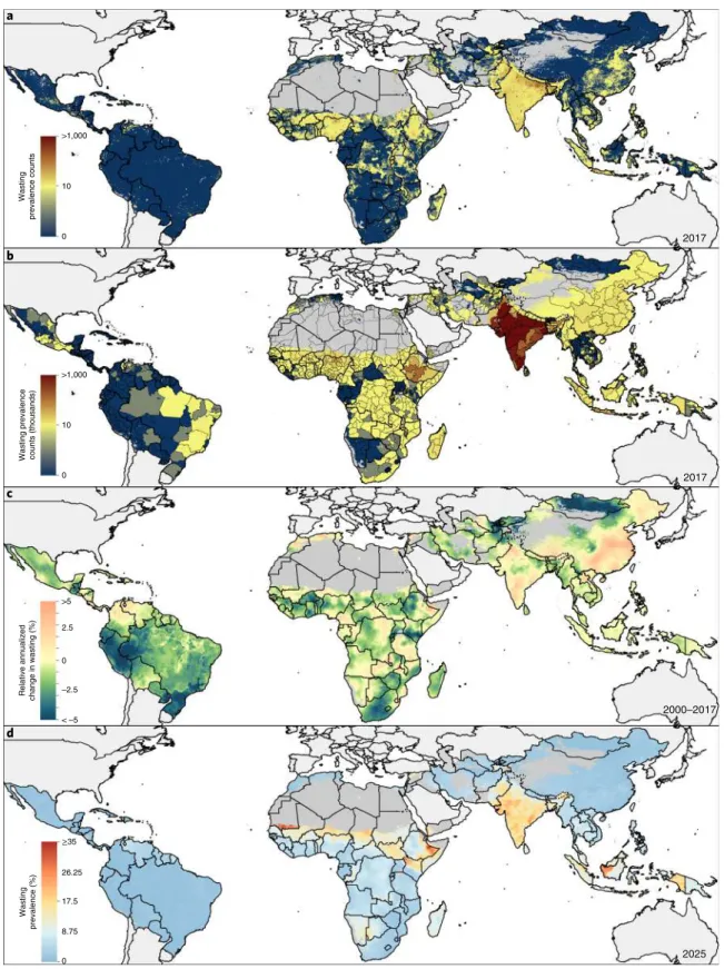 Fig. 4 | Number of wasted children under 5 in LMiCs (2000–2017) and progress toward 2025