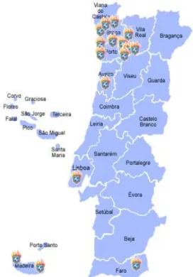 Figura 1   Mapa da distribuição das  Escolas de Futebol Dragon Force Dragon Force Algarve (Internacional de Almancil) 