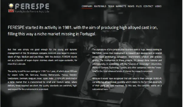 Figure 5 - FERESPE's former Website layout 