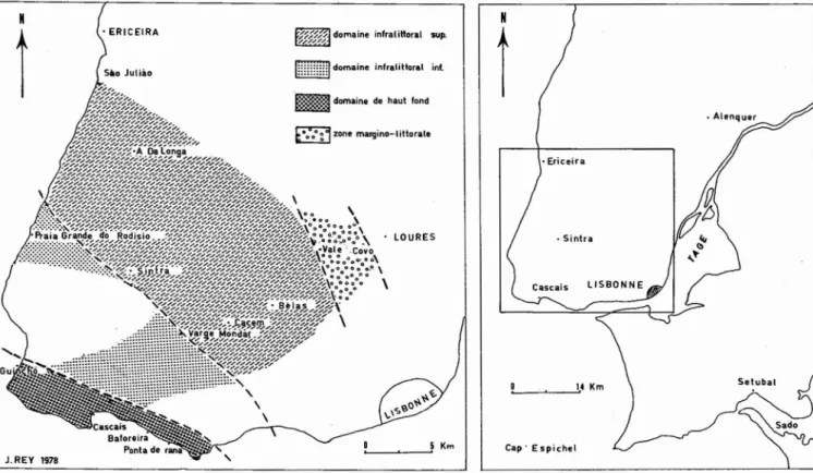 Fig. 1 - Répartition des milieux de dépôt à l'Albien supérieur et localisation des gisements-type
