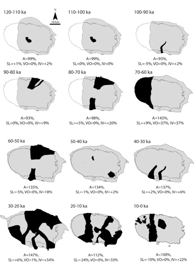 Figure 4. Reconstructions of Terceira from 120 ka until present in time bins of 10 ka