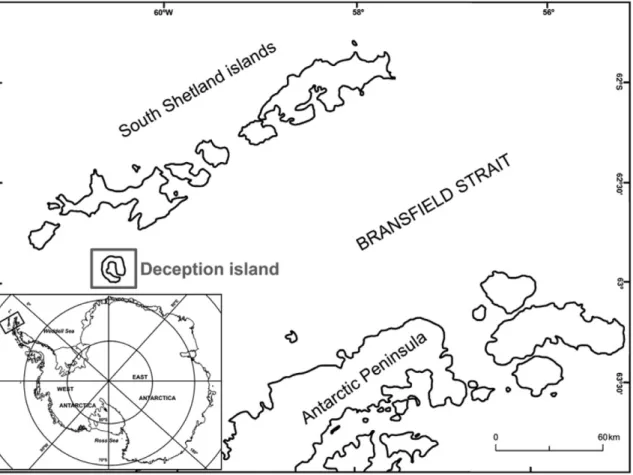 Fig. 1. Location of Deception Island in the South Shetlands Archipelago (Antarctica).