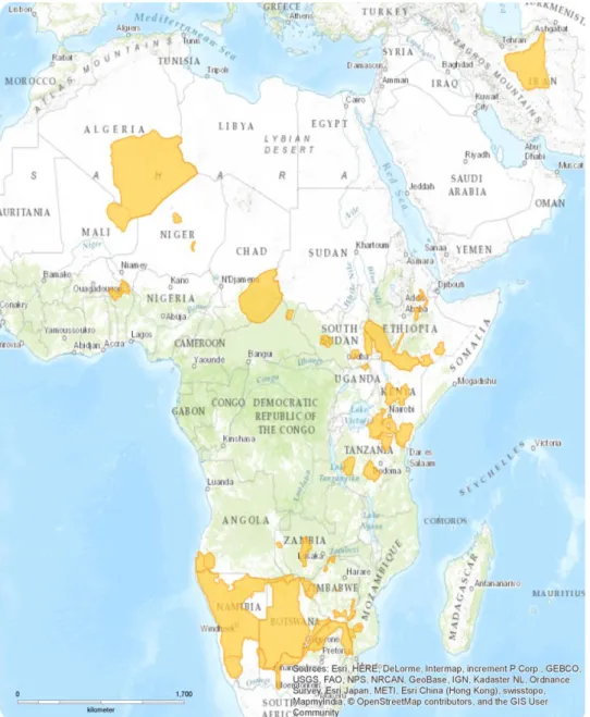 Figure 8 - Cheetahs' distribution map 