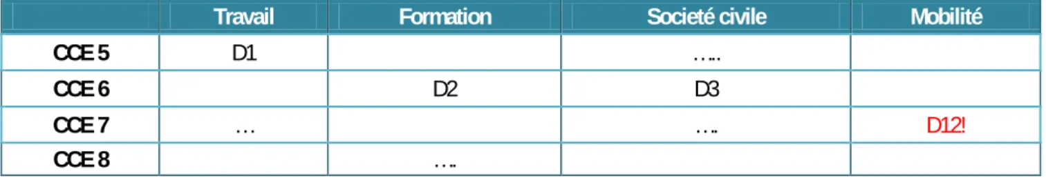 Fig. 2.1. Matrice CCE /Champs d’acquisition 