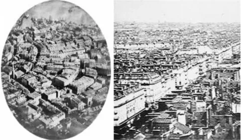 Figura 4 - À esquerda, fotografia aérea de Boston por James Wallace Black e Sam King, em 1860