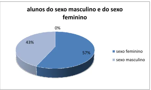 Gráfico 1 - Alunos do sexo masculino e do sexo feminino 