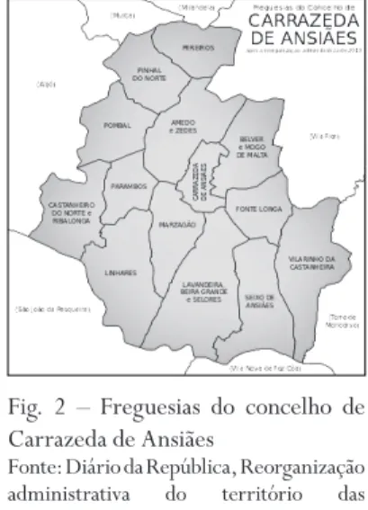 Fig. 2 – Freguesias do concelho de  Carrazeda de Ansiães