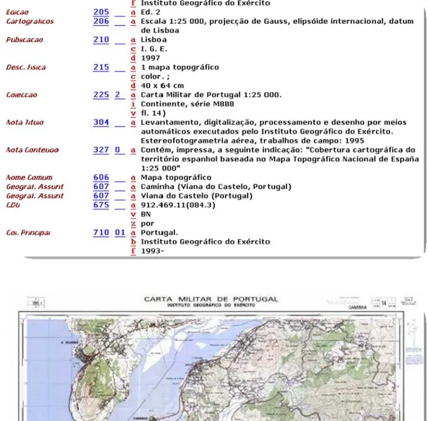 FIG. 14 — Principais campos do registo bibliográfico da folha n.º 14 da Carta militar de Portugal 1:25 000   