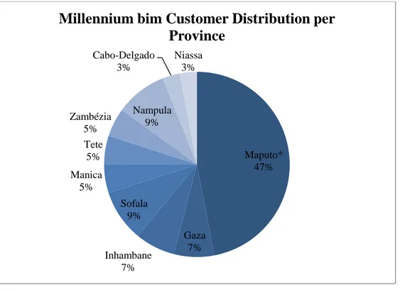 Figure 11: Millennium bim Customer Distribution per Province (2012)                                                                              Source: Case writer based on Millennium bim data 