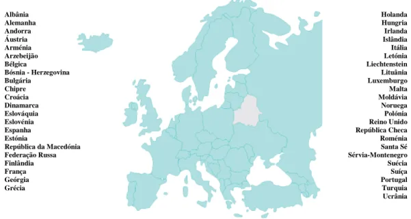 Figura 1 – Actuais países signatários da Declaração de Bolonha 