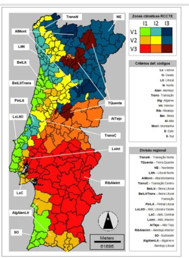 Figura 16 – “Divisão regional segundo as necessidades de climatização em Portugal Continental” [30] 