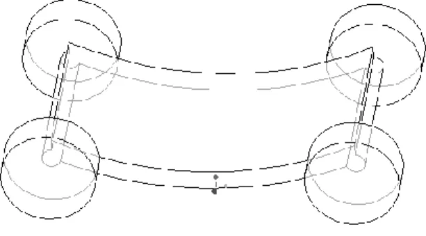 Figura 3: Exemplificação exagerada da deformação do  chassi durante flexão vertical.  