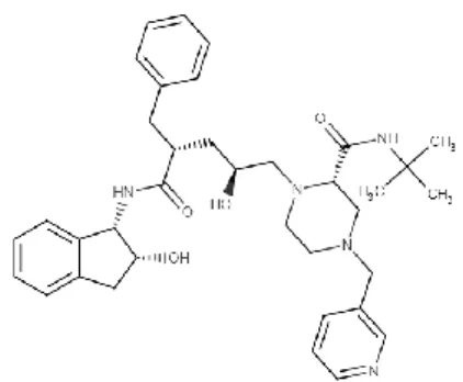 Figura 12- Estrutura química da molécula de Indinavir (adaptada de De Clercq, 2004). 