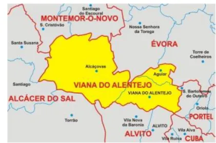 Figura n.º 1 – Delimitação geográfica do Concelho de Viana do Alentejo 
