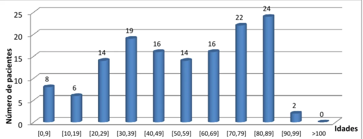 Gráfico 1.2 – Distribuição dos casos de infeção urinária por faixa etária em valor absoluto