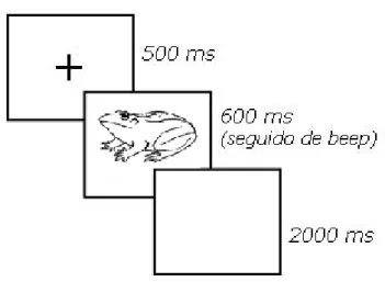 Figura 7: Exemplo de um ensaio do bloco de nomeação com pressão de tempo, correspondente a uma  imagem a preto e branco