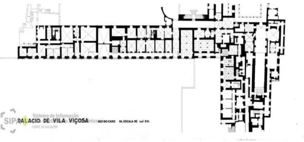 Figura 3: Planta do andar térreo do Paço Ducal de Vila Viçosa, Arquivo SIPA DGEMN: SIPA.DES.00052051 
