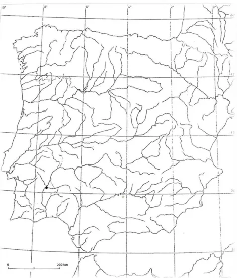 Fig. 2.1 – Mapa da Península Ibérica e a localização do Povoado da Sala nº1 (Mapa adaptado de Gonçalves
