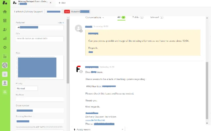 Figure 5 - Communication Tool: Ticket Interface 