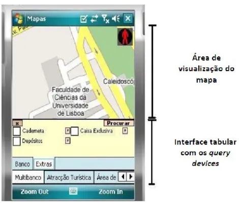 Figura 2.8 – Áreas da Interface do Protótipo MoViSys                                                                                com utilização de tabs [Vaz08] 