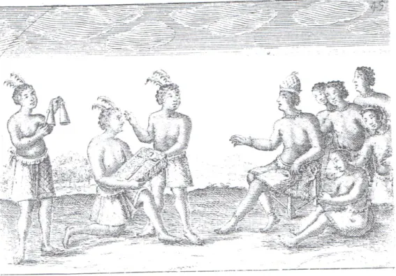 Figura 5. Xinguilamento  da Rainha Njinga Mbandi,  acto mediúnico representado pelo  cachimbo,  diante do cofre onde são guardados os ossos do seu irmão  Ngola Mbandi