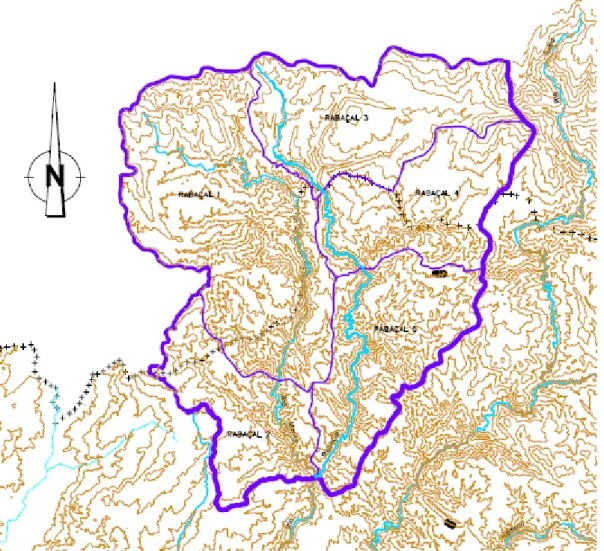 Figura 4.10. Sub-bacias da bacia hidrográfica dominada pela barragem de Rebordelo. 