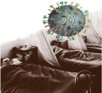 Figura 1 - Vítimas da influenza internadas no hospital das forças armadas   dos EUA nº 45, em Aix-les-Bains, França, em 1918 