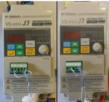 Figura 22 - Variadores de frequência de 0,1kW e 0,55kW (da esquerda para a direita). 