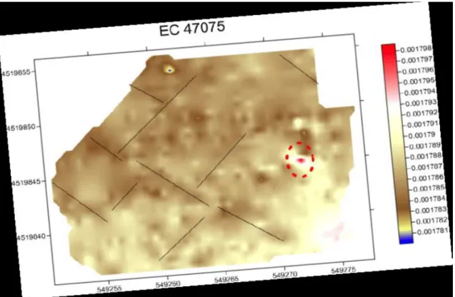 Figura 3: Planta com a localização de anomalias com potencial arqueológico no Castro  de Ossela