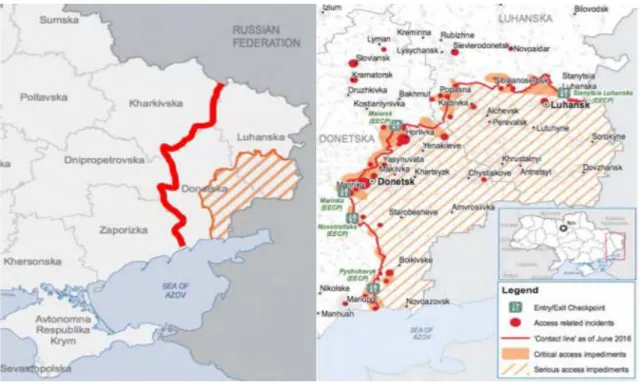 Figura 6 – Região de Donbass e zona de conflito. Fonte: Jennings et al. (2017). 
