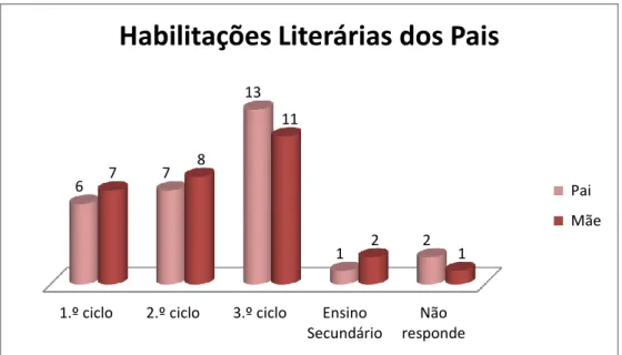 Fig. 3.4 – Habilitações Literárias dos Pais da turma em estudo 