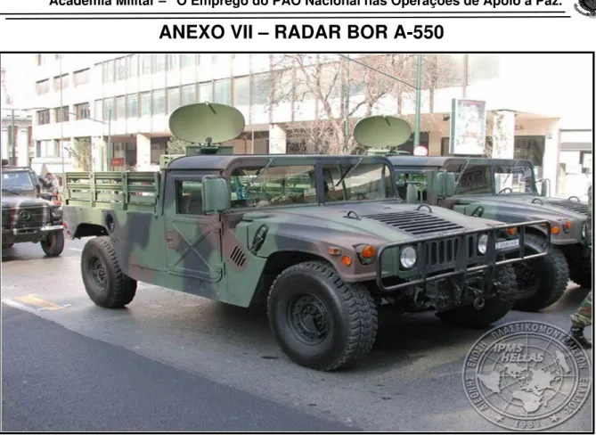 Figura 23: Radar BOR A-550 montado em cima de uma viatura (http://www.ipms-hellas.gr)