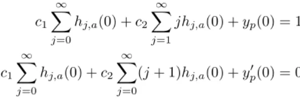 Table 2: Values of a and t for which the error is kept of order less than 1 × 10 − 3