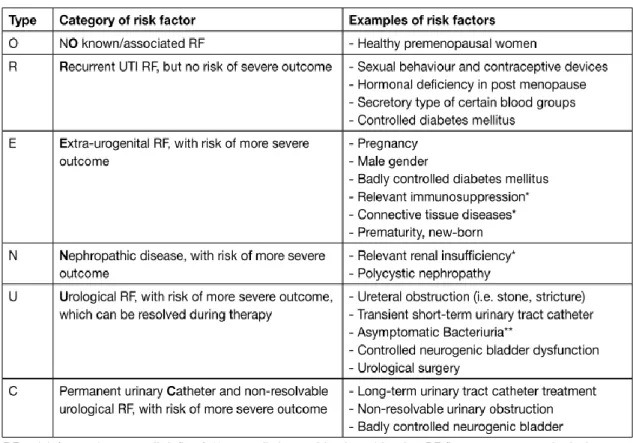 Tabela 6: Classificação ORENUC - Fatores de risco do hospedeiro para ITU. 