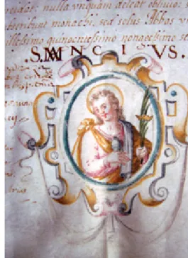 Fig. 6.  San Mancio, detalle del pergamino  de autenticación de la reliquia (1596), atrib