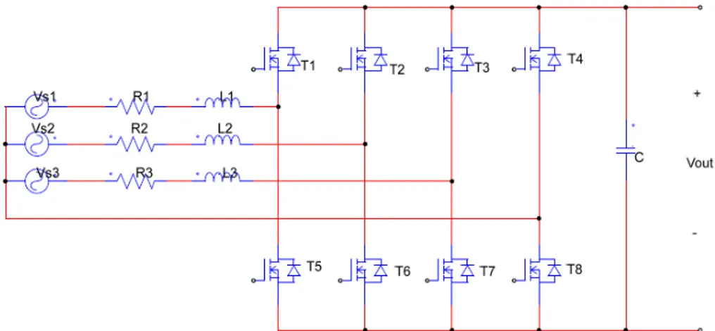 Figura 2.10: Conversor AC/DC Ponte Completa Trifásico Transistorizado