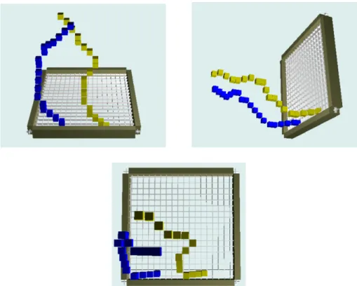 Figura 5.14: Caminhos 3D planeados com base no algoritmo TEA* para o teste 2, representados segundo diferentes ângulos.