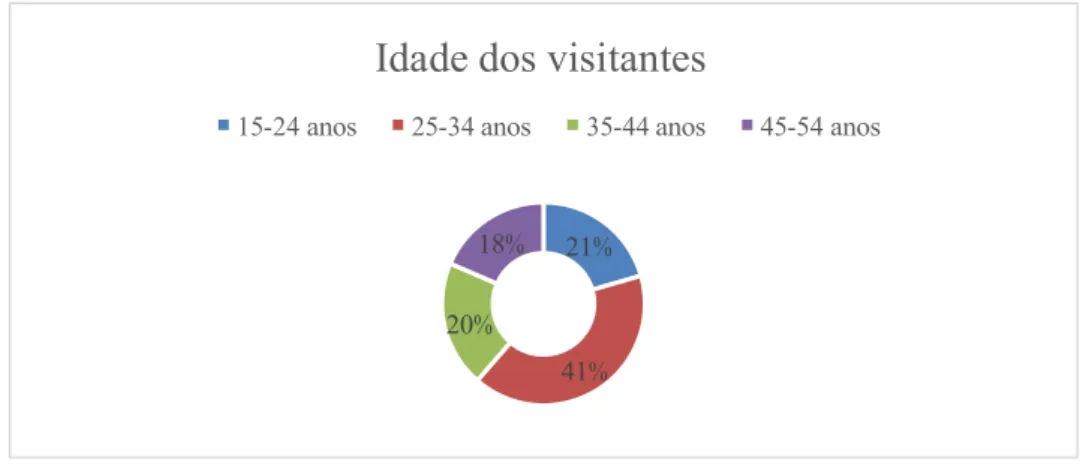 Gráfico 2 : Idade dos visitantes (Universidade de La Laguna-Espanha) 