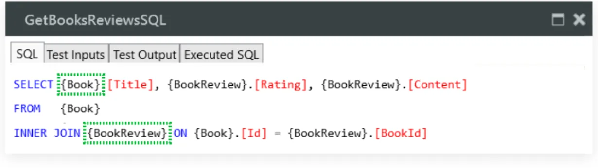 Figure 2.8: A snippet of custom SQL in OutSystems.